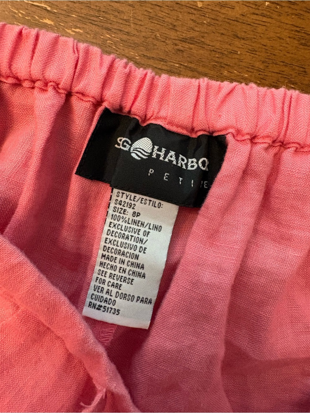 Pink 100% Linen Drawstring Pants - Picture 4 of 7